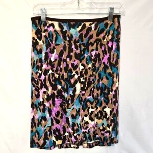 Diane Von Furstenberg Multicolor Leopard Print Pencil Skirt Size Small